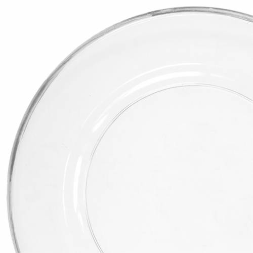 Article Assiette décorative bord argenté plastique transparent Ø33cm