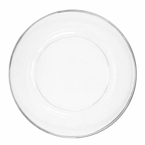 Floristik24 Assiette décorative bord argenté plastique transparent Ø33cm