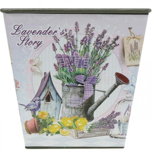 Article Cache-pot motif lavande, pot décoratif carré, cache pot plastique H13cm L13.5cm