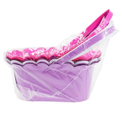 Floristik24 Pot en plastique ovale avec anse multicolore 21,5cm x 11cm 10pcs