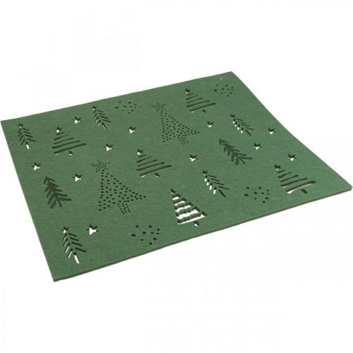 Set de table Noël décoration de table feutre vert 45×35cm 4pcs