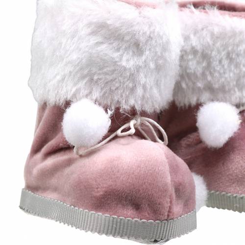 Article Ornements d&#39;arbre de Noël Paire de chaussures en peluche gris / rose 10cm x 8cm 2pcs