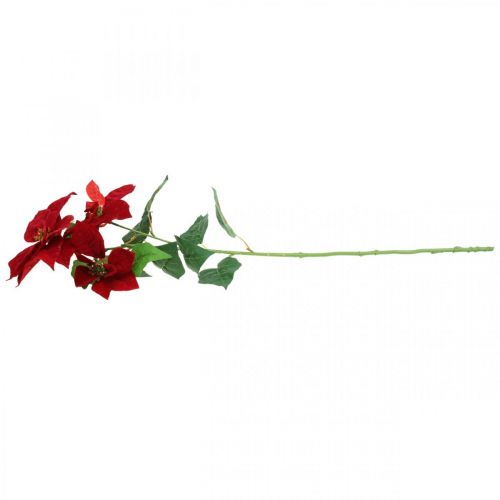 Floristik24 Fleur artificielle de tige de poinsettia rouge 3 fleurs 85cm