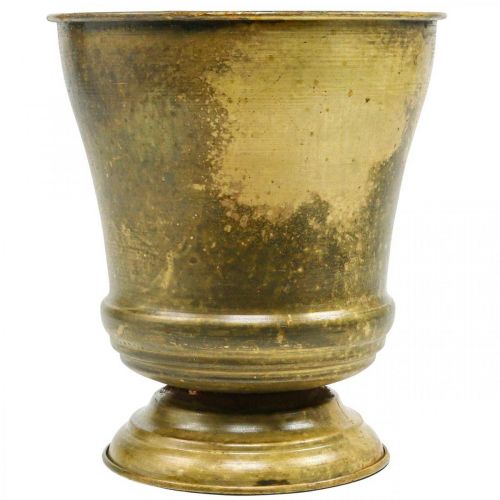 Jardinière vintage coupe vase métal laiton Ø17cm H19cm | Floristik24.fr