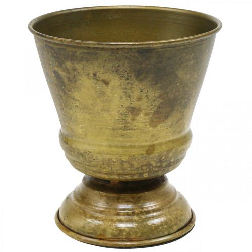 Jardinière vintage métal coupe vase laiton Ø11.5cm H13.5cm