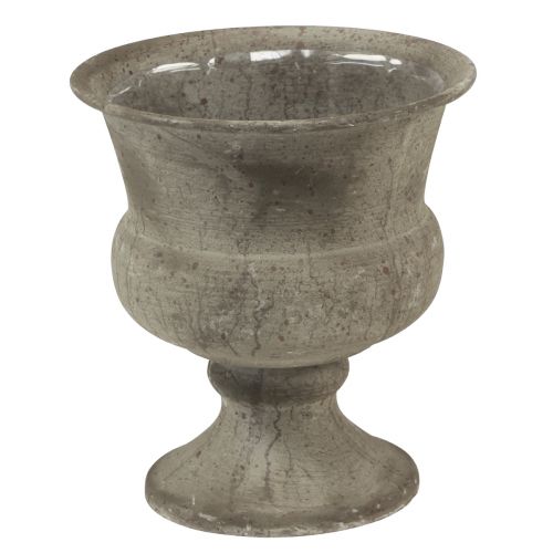 Vase coupe bol décoratif en métal gris antique Ø13,5cm H15cm