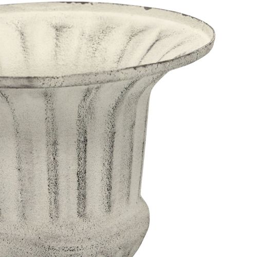 Floristik24 Vase Coupe Métal Déco Shabby Chic Blanc Gris H24cm Ø20cm