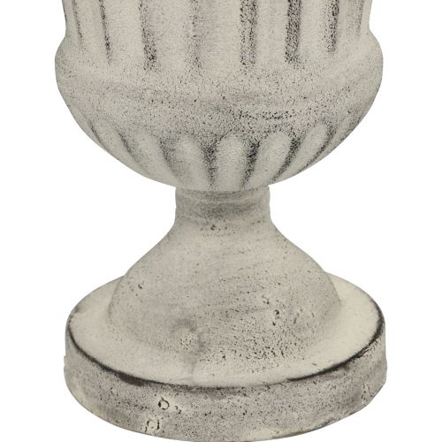 Floristik24 Vase Coupe Métal Déco Shabby Chic Blanc Gris H24cm Ø20cm
