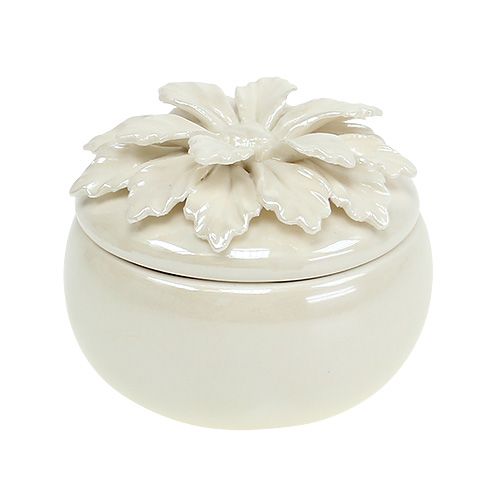 Floristik24 Boîte en porcelaine crème Ø 7,5 cm H.6 cm