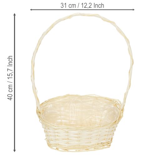 Panier déco naturel avec anse 27 cm x 18 cm H43 cm | Floristik24.fr