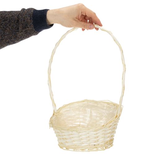 Panier déco naturel avec anse 27 cm x 18 cm H43 cm | Floristik24.fr