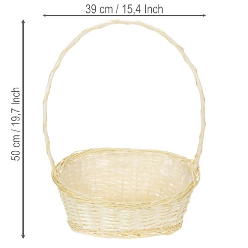 Panier de présentation en bois clair avec anse, dimensions 38 x 27 cm | Floristik24.fr