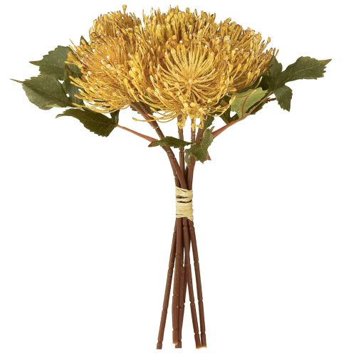 Article Protea artificiel Leucospermum coussin à épingles jaune 30 cm 6 pièces