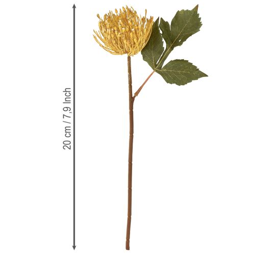 Article Protea artificiel Leucospermum coussin à épingles jaune 30 cm 6 pièces
