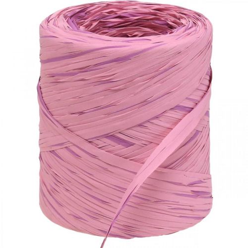Article Ruban cadeau multicolore raphia rose-rose, fournitures fleuriste, ruban décoratif L200m