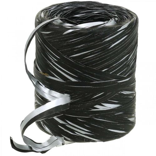 Ruban raphia ruban cadeau argent noir ruban décoratif 200m