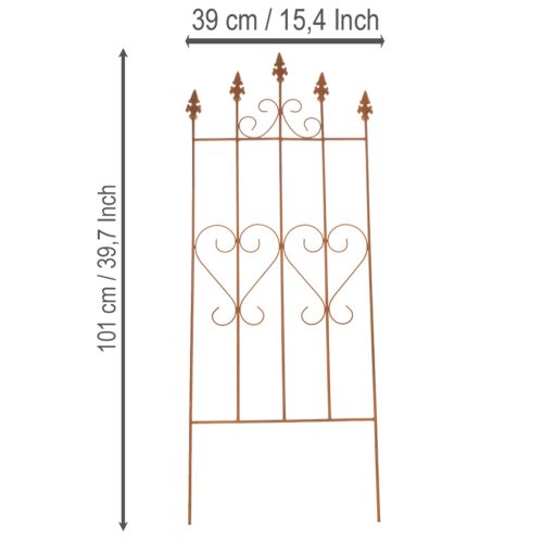 Article Treillis à motif de cœur, support pour plantes grimpantes de style romantique pour allées de jardin ou terrasses, 101 cm