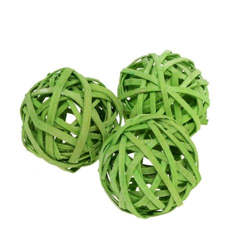 Floristik24 Boule de rotin vert printanier Ø 4 cm 12 p.