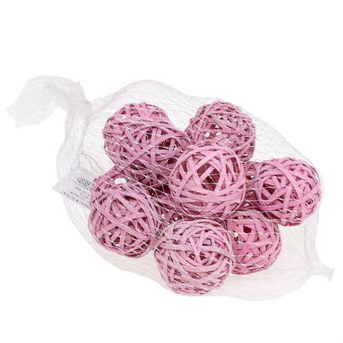 Floristik24 Boule en rotin rose Ø 4 cm 12 p.