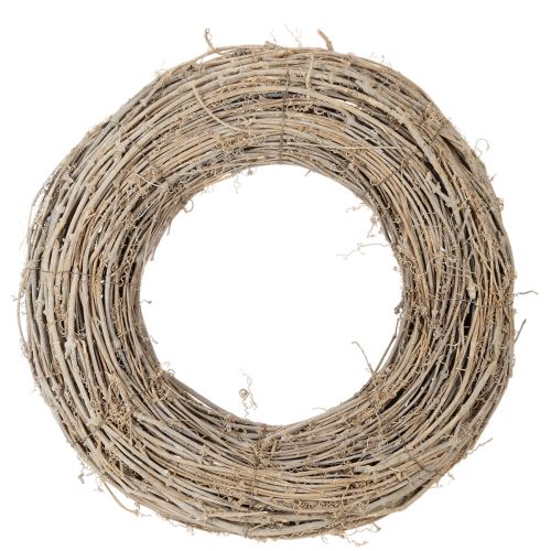 Couronne décorative branches de rotin blanchies 50 cm