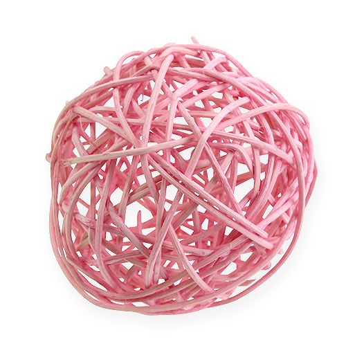 Floristik24 Boule en rotin Ø10cm rose 10p
