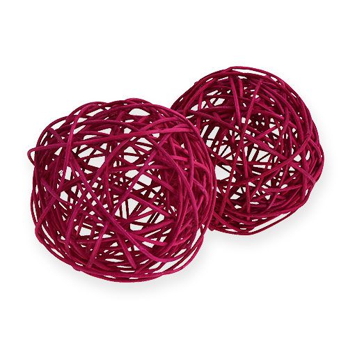 Boule de rotin 10 cm fuchsia 10 p.