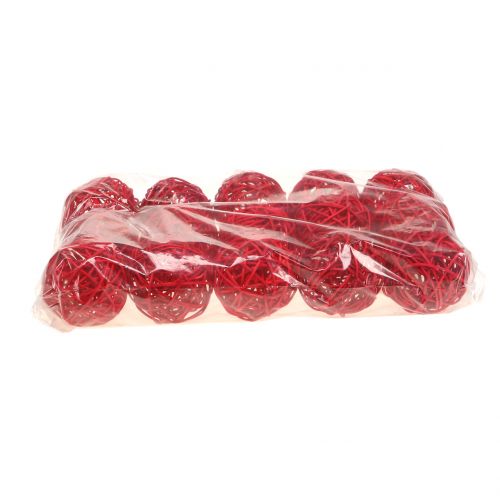 Floristik24 Boule rotin rouge Ø7,5cm 15pcs