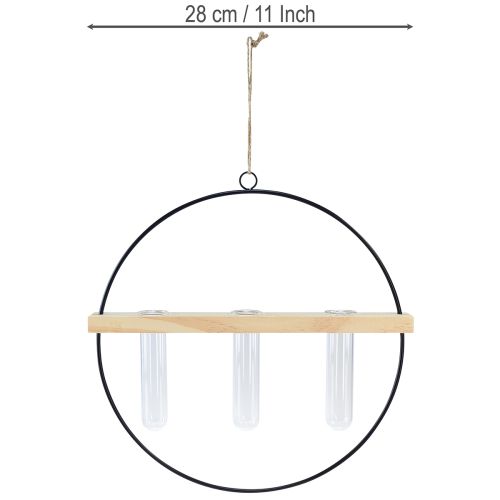 Article Vase décoratif tube à essai anneau décoratif métal noir 29×4×29cm