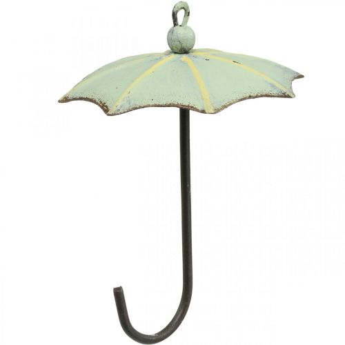 Article Parapluies à suspendre, décoration printanière, ombrelle, décoration métal rose, vert H12,5cm Ø9cm 4pcs