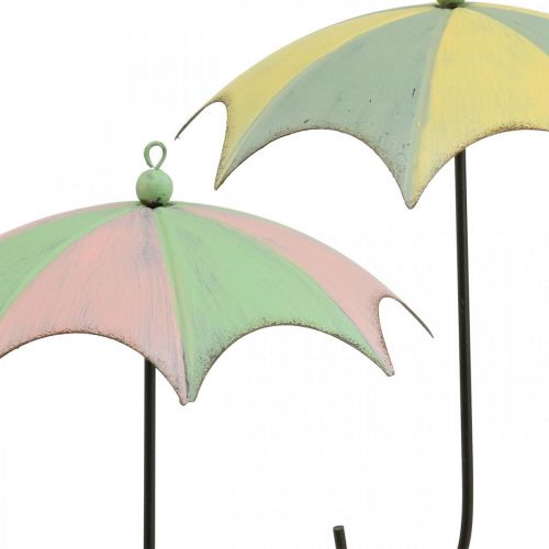 Article Parapluies en métal, printemps, parapluies suspendus, décoration automne rose/vert, bleu/jaune H29,5cm Ø24,5cm lot de 2