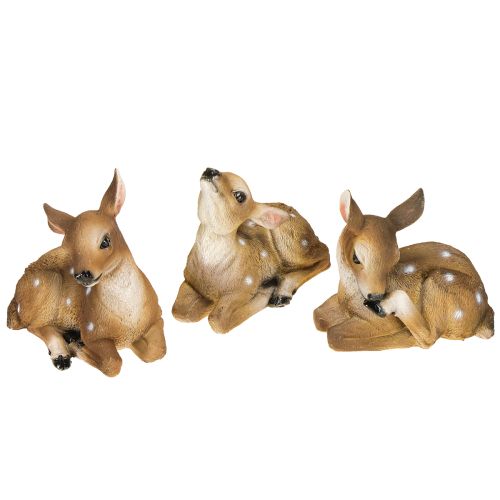 Décoration de cerf faon couché décoration de table 13 × 6,5 × 12 cm 3 pièces