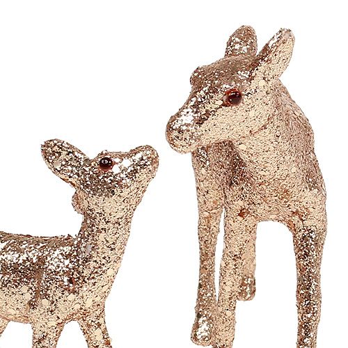 Floristik24 Cerf avec fauve 10cm or clair avec mica