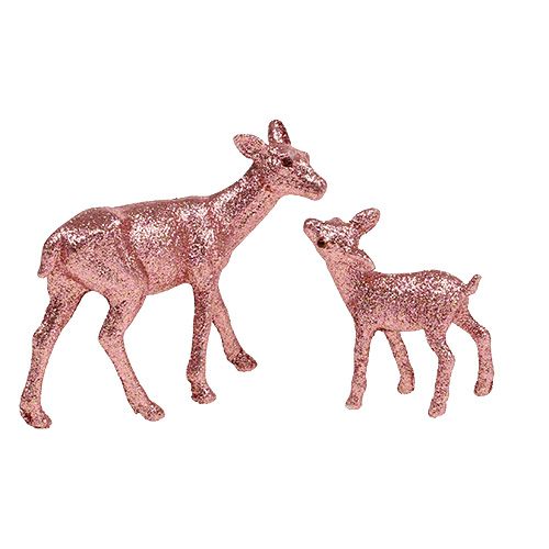 Floristik24 Cerf fauve 10cm rose avec mica