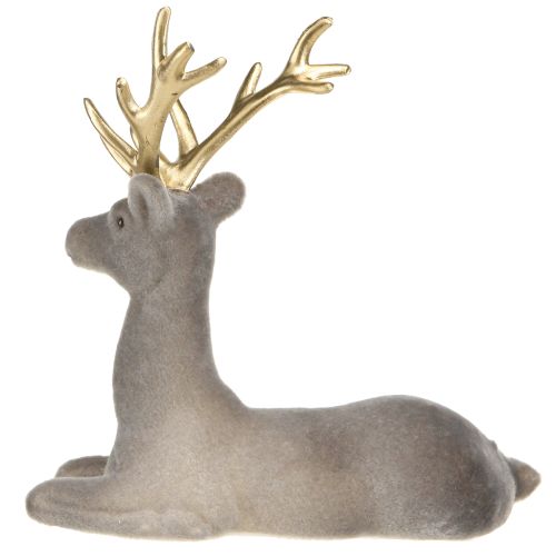 Article Décoration cerf assis floqué gris or 15×6×15,5cm 3pcs
