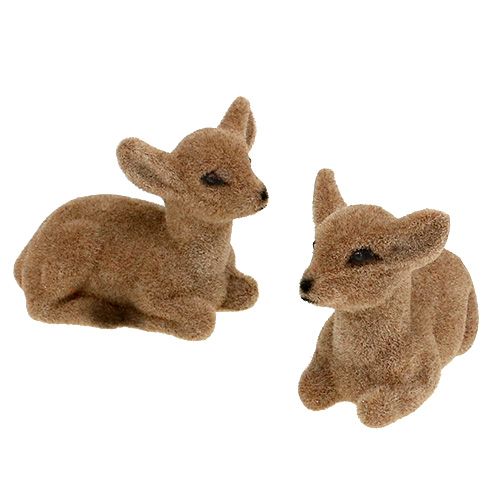Floristik24 Cerfs assis floqués 8cm 6 pcs