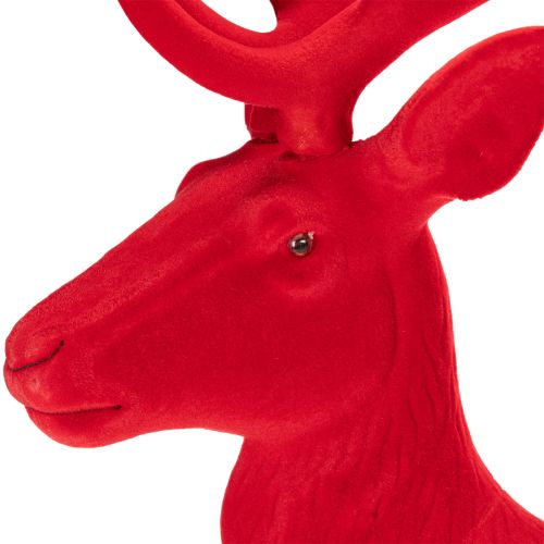Grande figurine cerf debout 85 cm rouge en plastique floqué pour décoration intérieure | Floristik24.fr