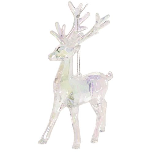 Set de 4 pendentifs en acrylique en forme de renne 14 cm, transparent et irisé, pour arbre de Noël acheter | Floristik24.fr
