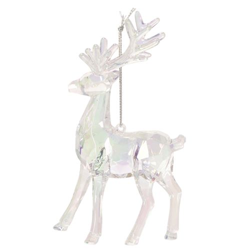 Set de 4 pendentifs en acrylique en forme de renne 14 cm, transparent et irisé, pour arbre de Noël | Floristik24.fr