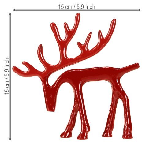 Article Figurine décorative renne en métal décoration de table Noël rouge 15cm