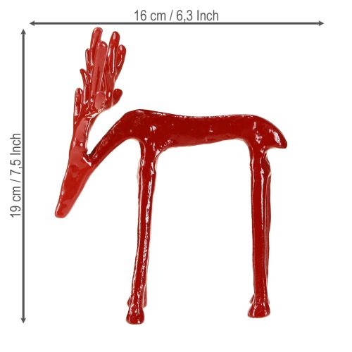 Article Figurine de renne Déco de Noël métal Rouge, 16×13×19cm