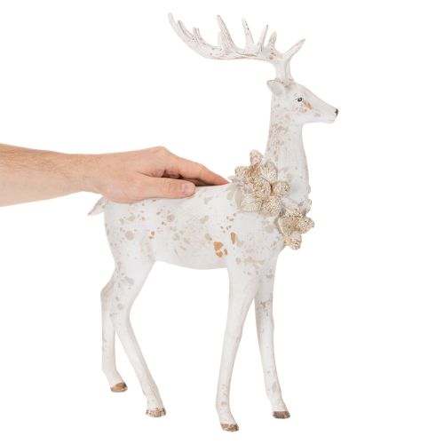 Décoration de cerf en résine avec ornements en pomme de pin 49 cm | Floristik24.fr