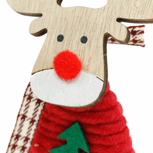 Floristik24 Renne et orignal avec pull de Noël marron/rouge H14.5/13.5cm 6pcs