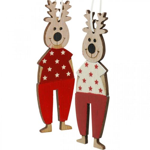 Article Renne à suspendre, décorations de Noël, décorations pour sapin de Noël, décorations en bois pour l&#39;Avent H13cm 8 pcs