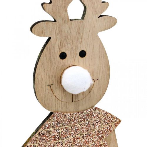 Article Figurine décorative en bois renne debout Noël 12×6.5cm H45cm 2pcs