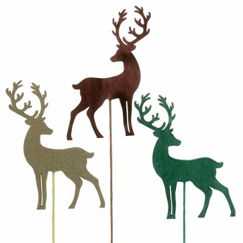 Bouchon déco cerf doré, marron, vert assorti 8cm 18pcs