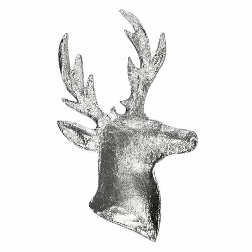 Floristik24 Buste de renne décoratif métal argenté 8cm × 4,8cm 8 pcs
