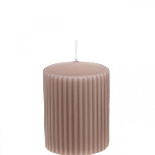 Bougies piliers bougie rainurée vieux rose 70/90mm 4 pcs