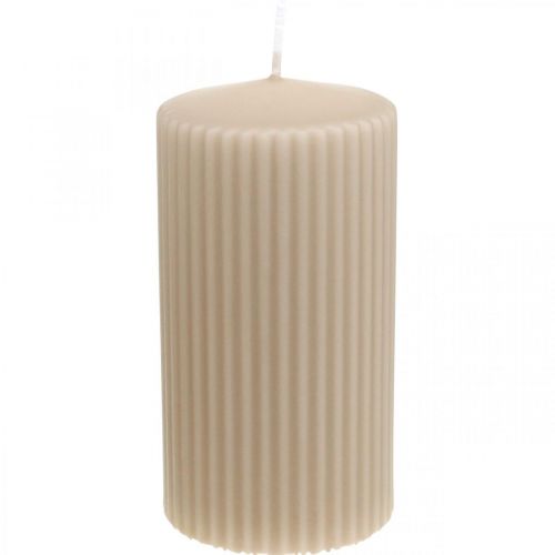 Bougies piliers bougie rainurée beige 70/130mm 4 pcs