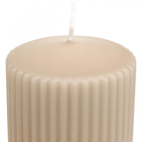 Article Bougies piliers bougie rainurée beige 70/90mm 4 pcs
