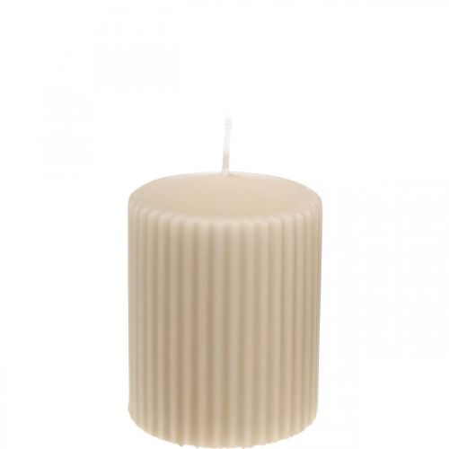 Article Bougies piliers bougie rainurée beige 70/90mm 4 pcs